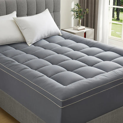 Mattress Topper for Back Pain Relief – Extra Thick Quilted Fitted Protector with Plush Pillow Top