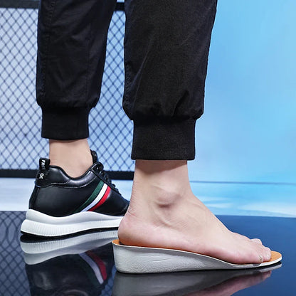 Men’s Leather Elevator Sneakers – 6CM Height Increase Chunky Casual Lift Sports Shoes