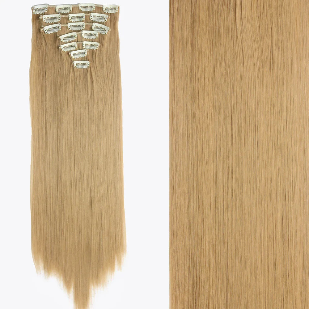 Women’s 7Pcs Hair Extensions with 16 Clips – Natural Black Straight Ombre Hairpiece
