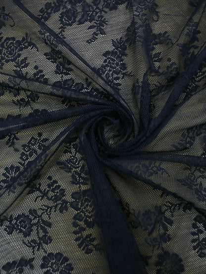 Black Floral Lace Curtain Panel - Sheer Rod Pocket Window Drapery for Elegant Home Decor