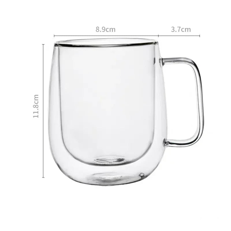 150-350ml Heat Resistant Borosilicate Glass Mug – Double Wall Coffee Cup with Handle, Clear Milk & Water Cup Gift