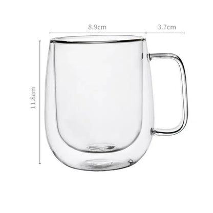 150-350ml Heat Resistant Borosilicate Glass Mug – Double Wall Coffee Cup with Handle, Clear Milk & Water Cup Gift