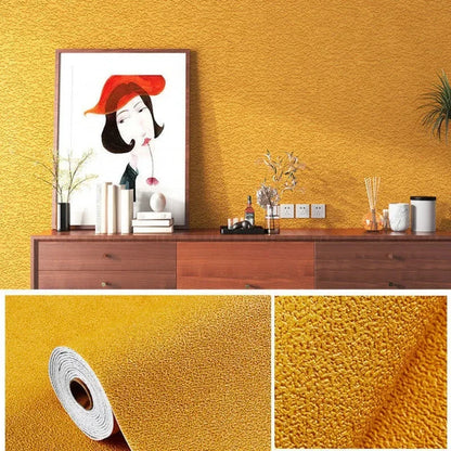 Linen 3D Foam Self-Adhesive PVC Wallpaper - Solid Color, Thickened Waterproof Wall Stickers for Home Renovation & Decor