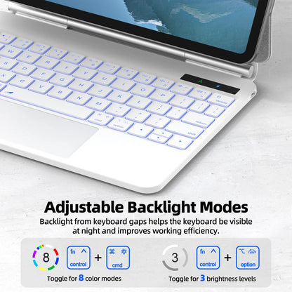 Smart Pogo Pin Keyboard Case for iPad — Trackpad Teclado for iPad Air 11 (2025 M3), Air 6 (2024), Pro 11, Air 4 & Air 5 10.9-inch