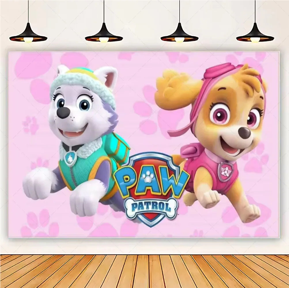 PAW Patrol Cartoon Puppy Birthday Party Backdrop – Animation Theme Decoration Background for Kids Party & Baby Shower Supplies Gift