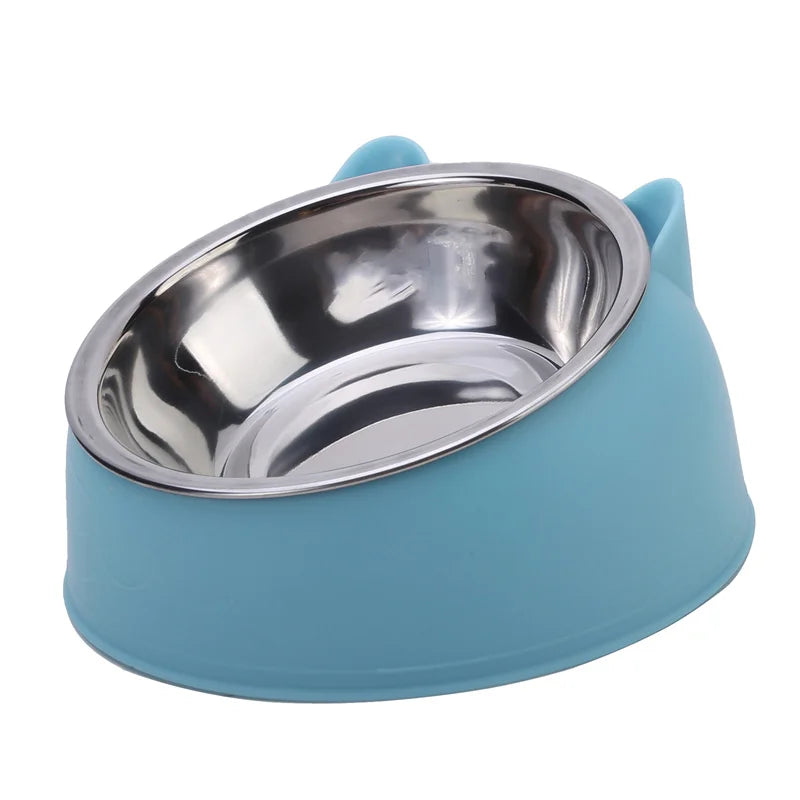 Inclined Cat & Dog Feeding Bowl – Stainless Steel Pet Food and Water Feeder