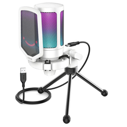 FIFINE A6V USB Gaming Microphone with Pop Filter & Shock Mount for PC PS4 PS5 Mac – Podcast & Streaming Mic with Gain Control