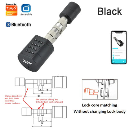 Tuya App Fingerprint Cylinder Smart Door Lock – Electronic Keypad, Key Card & Remote Control for Home & Apartment