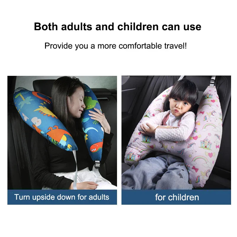 Cute Animal Pattern Kid Neck Head Support - U-Shape Children's Travel Pillow Cushion for Car Seat, Safety Neck Pillow for Kids