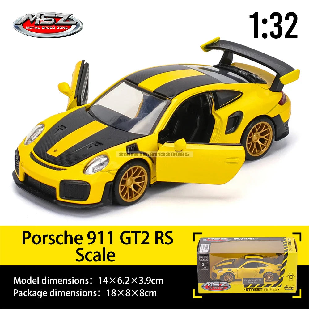 MSZ 1:32 Die-Cast Car Model — Porsche 911 GT3 RS, Audi, BMW & Nissan Alloy Toy Collectible, Decorative Gift for Kids & Adults