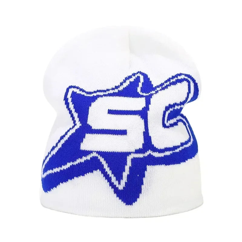 Y2K Letter Knitted Beanie Cap – Unisex Winter Autumn Warm Ski Skullcap, Hip Hop Streetwear Ear Cover Hat for Men & Women