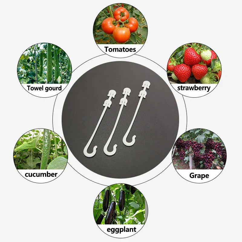 50pcs J-Shaped Fruit Cherry Tomato Ear Hook: Garden Plant Grape Support Vines Fastener Clips - Trellis Fixed Buckle Hook Included