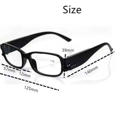 Unisex LED Reading Glasses – Light-Up Night Presbyopic Eyeglasses for Men & Women, Multi-Strength Magnifier Spectacles