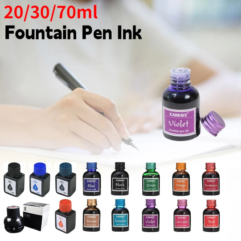 Pure Colorful Fountain Pen Ink — High-Quality 20/30/70ml Refill for Calligraphy, Writing & School Stationery