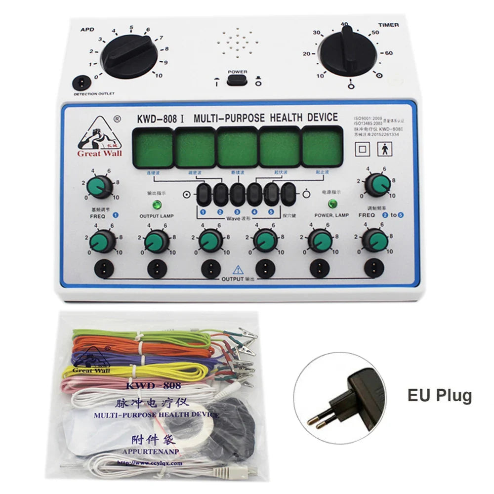 Electric Acupuncture Stimulator Machine — 6-Channel Digital Electro Therapy Massager with Patch Care Kit