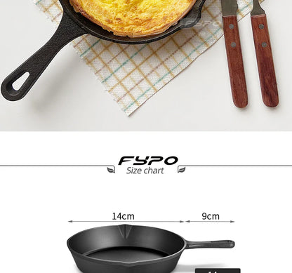 Cast Iron Frying Pan – 14/16/20cm Non-Stick Skillet for Omelettes, Pancakes & Induction Cooking