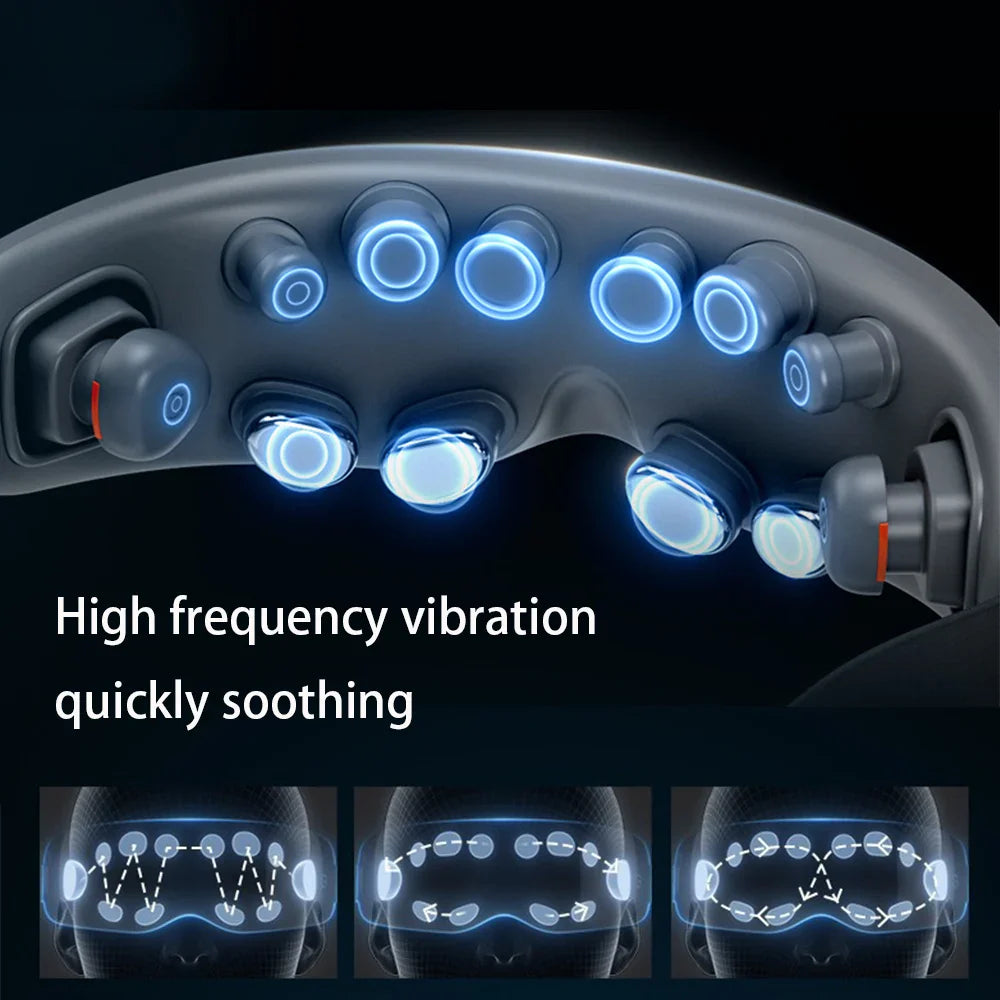 New Eye Massage Device with Heating & Vibration – Acupressure Massager with 12 Heads for Super Relaxation
