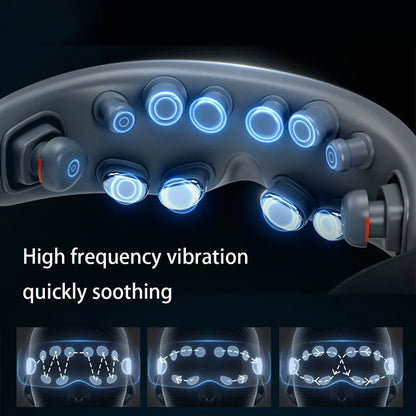 New Eye Massage Device with Heating & Vibration – Acupressure Massager with 12 Heads for Super Relaxation