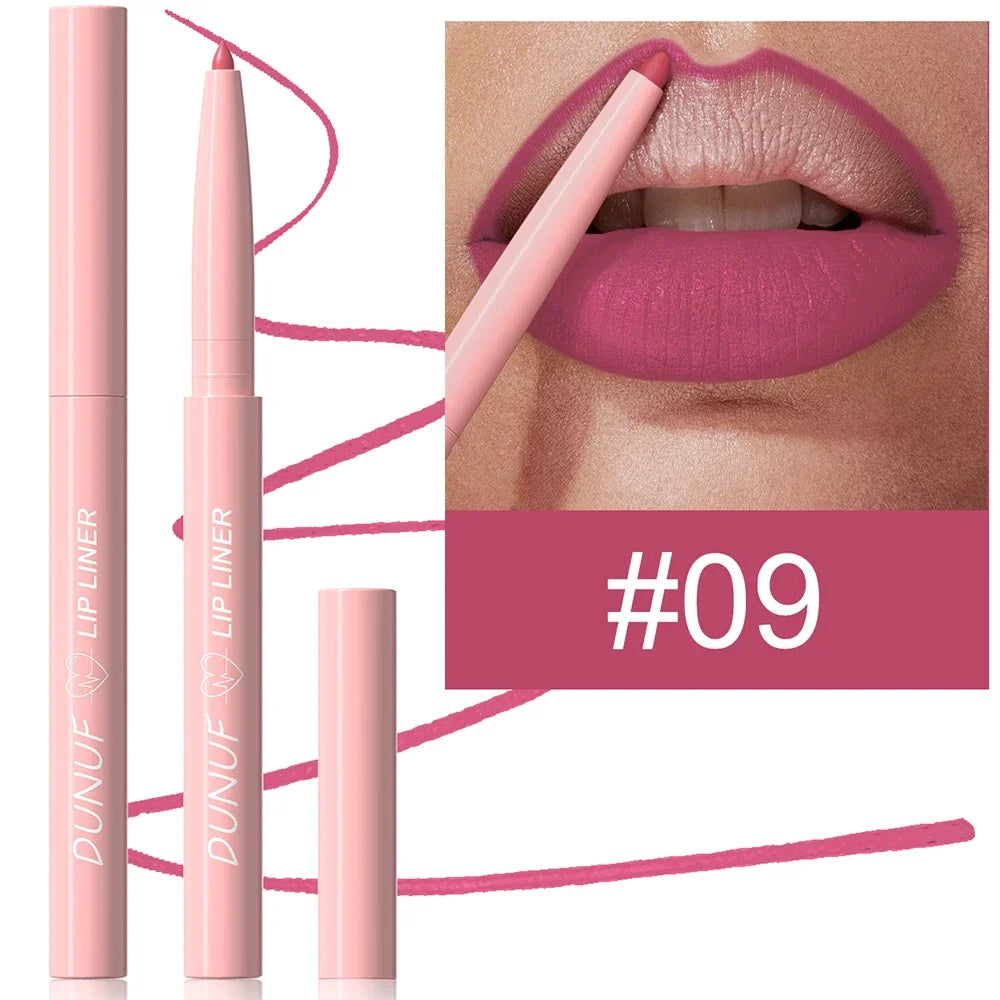 Matte Red Brown Lip Liner Pencil – Waterproof Slim Lip Contour Pen with Tapered Nib Long-Lasting Lip Stain