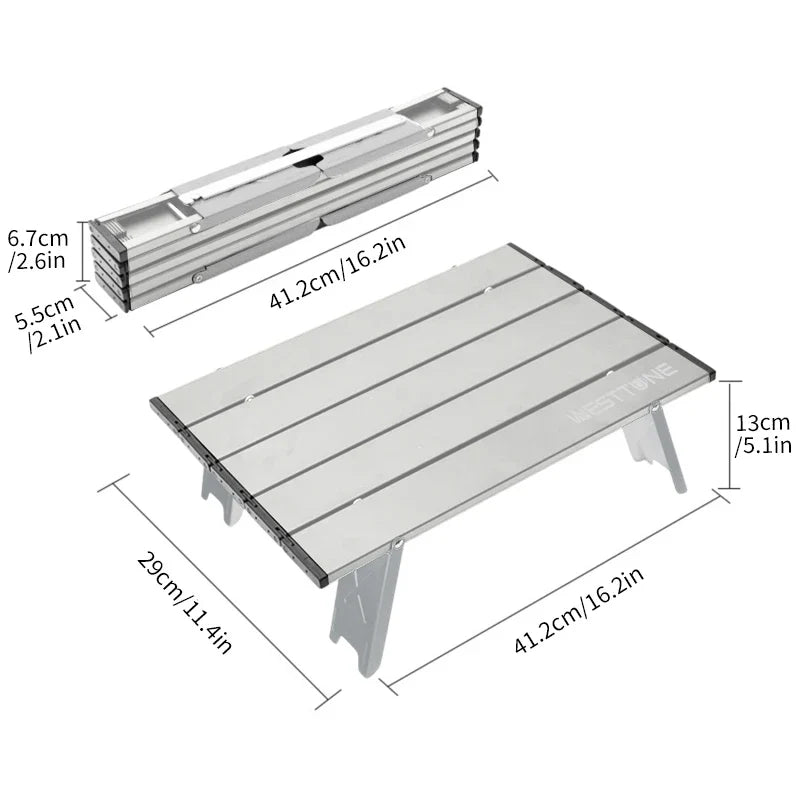 WESTTUNE Mini Camping Table – Ultralight Portable Aluminum Folding Table for Backpacking, Picnic & BBQ