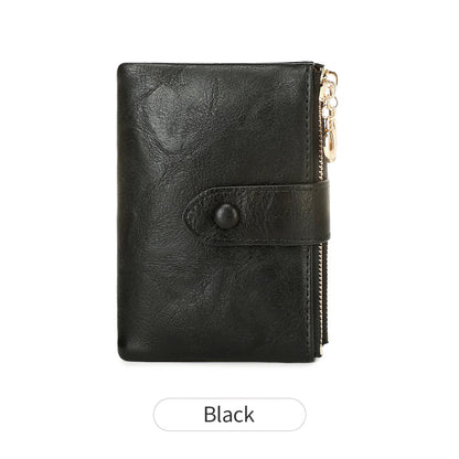 Minimalist Women’s Short Wallet – Large Capacity Triple-Layer Double Zipper Card Holder & Money Bag