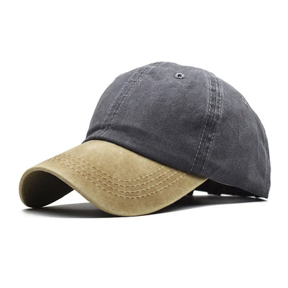 Baseball Snapback Cap – Pure Color Cowboy Hat, Water-Washed Hip Hop Fitted Cap for Men & Women, Spring & Autumn