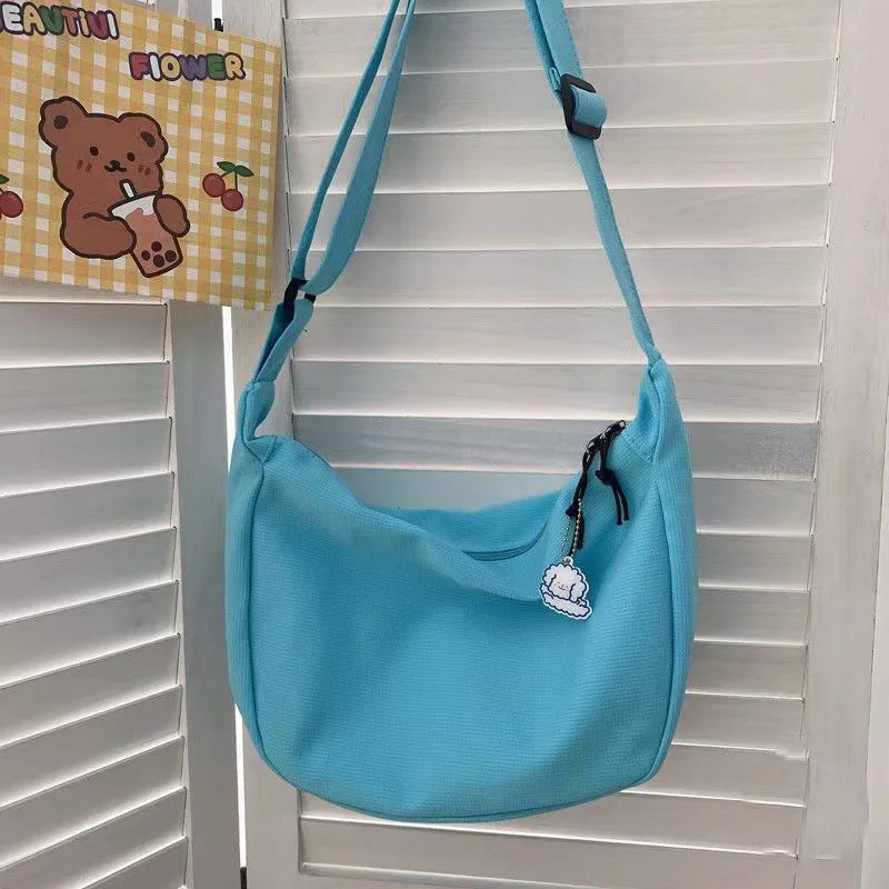 Women’s Solid Harajuku Shoulder Bag – Large Capacity Multifunction Crossbody Handbag for Teens & Everyday Use