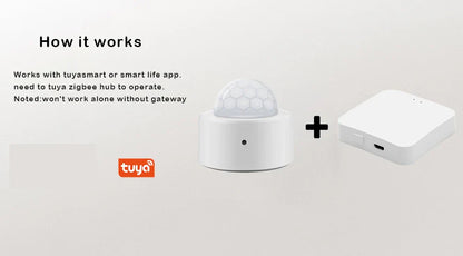 Tuya 2-in-1 ZigBee Mini PIR Motion Detector & Bright Lux Light - Passive Infrared Security Burglar Alarm Sensor