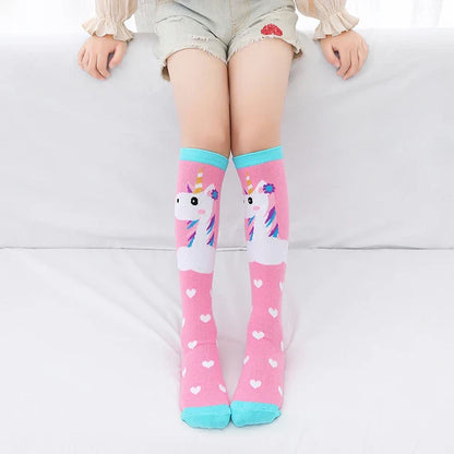 Cute Cartoon Animal Knee-High Socks for Babies & Kids – Warm Cotton Ankle & Over-Knee Socks for Girls