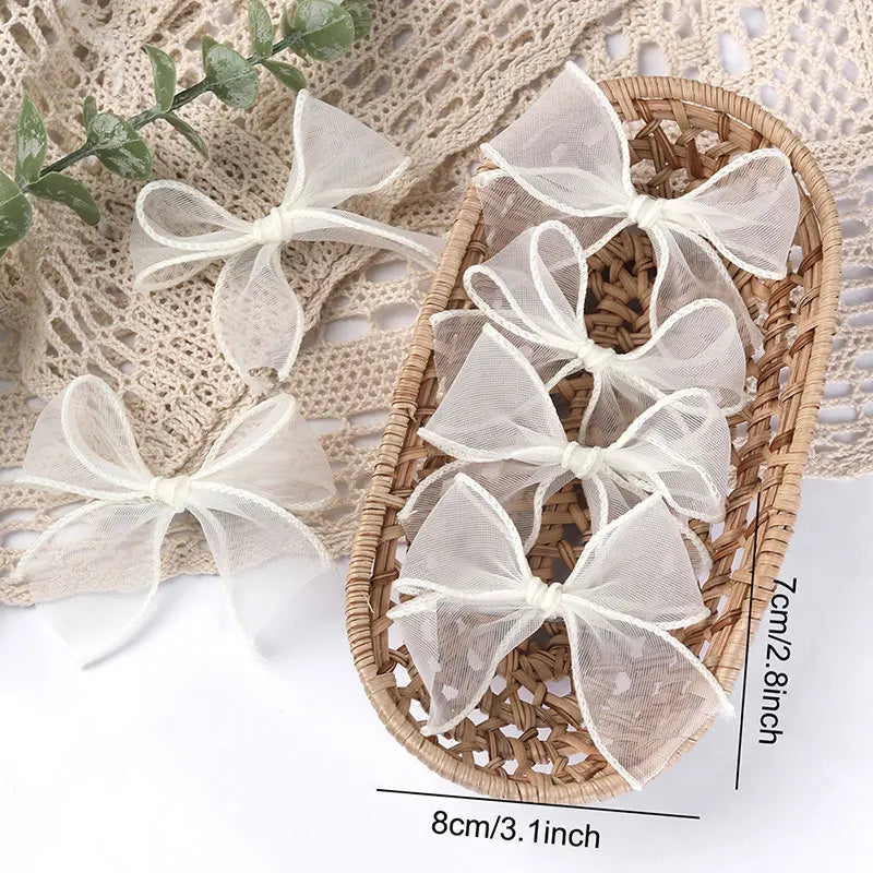 6Pcs White Lace Bow Hair Clips for Baby Girls – Lovely Bowknot Hairpins, Barrettes, Kids Hairgrips, Korean Headwear Accessories