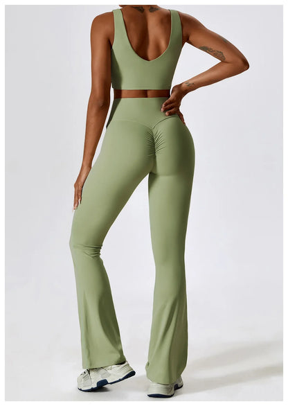 2PCS Seamless Women’s Yoga Set – Long Sleeve Crop Top & Leggings Workout Outfit, Athletic Gym Sportswear