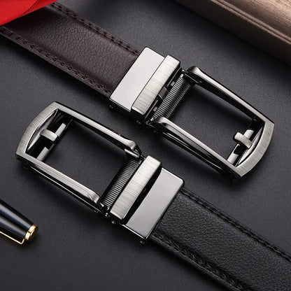 Men’s Luxury Click Belt – Genuine Leather Automatic Alloy Buckle for Business & Jeans