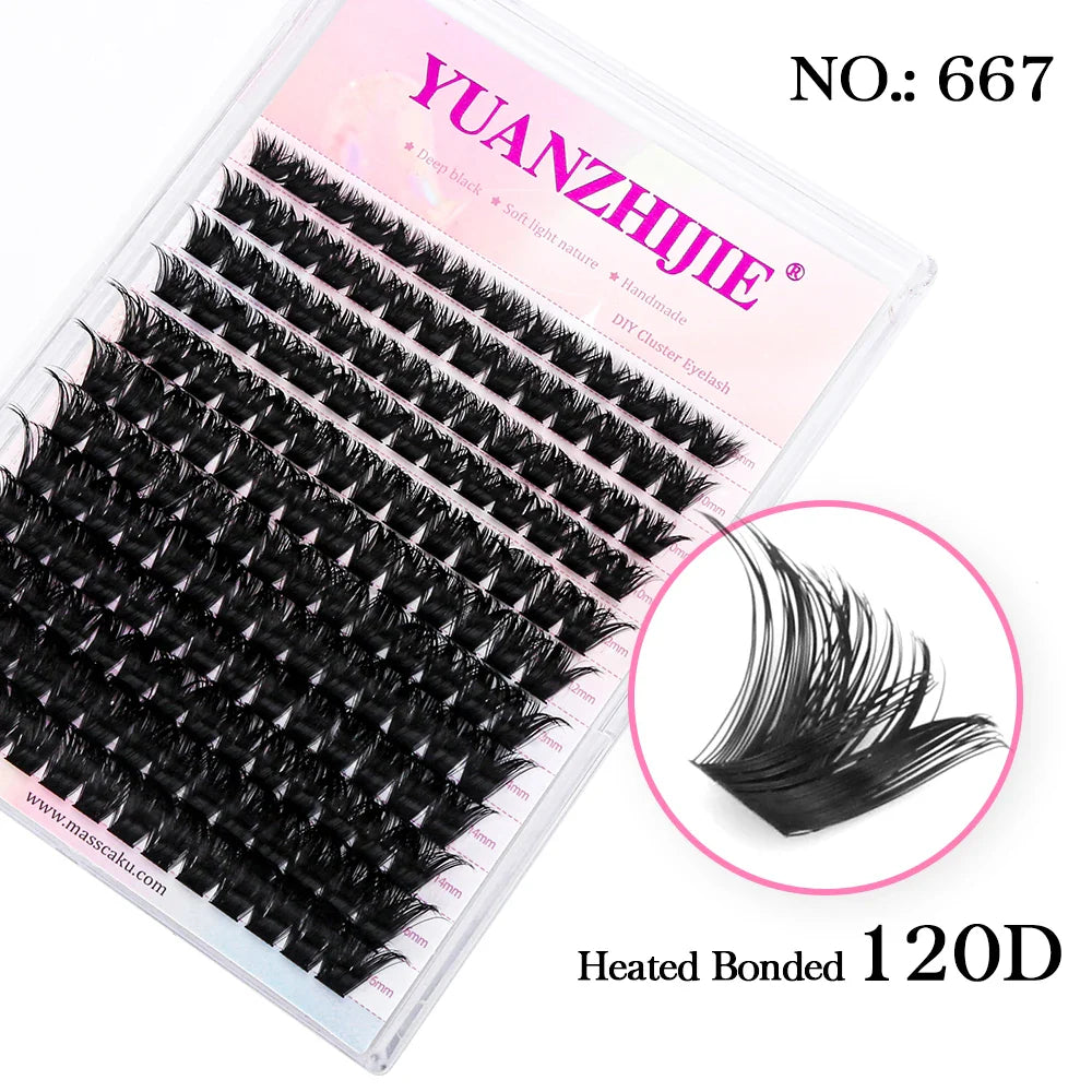 DIY 144 Cluster Lashes YUANZHIJIE – Natural C/D Curl Segmented Mink Individual Eyelash Extensions Kit for Home Makeup & Professional Volume Look (Free Shipping)