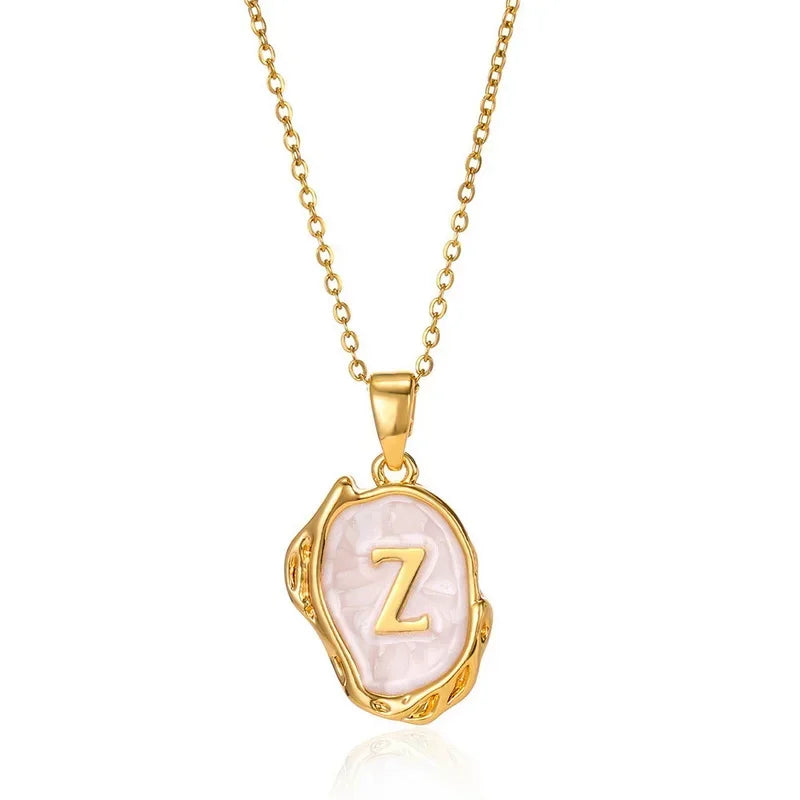 Y2K Stainless Steel Drip Oil Alphabet Necklace – A-Z Initials Pendant for Women & Men, Aesthetic Jewelry Gift
