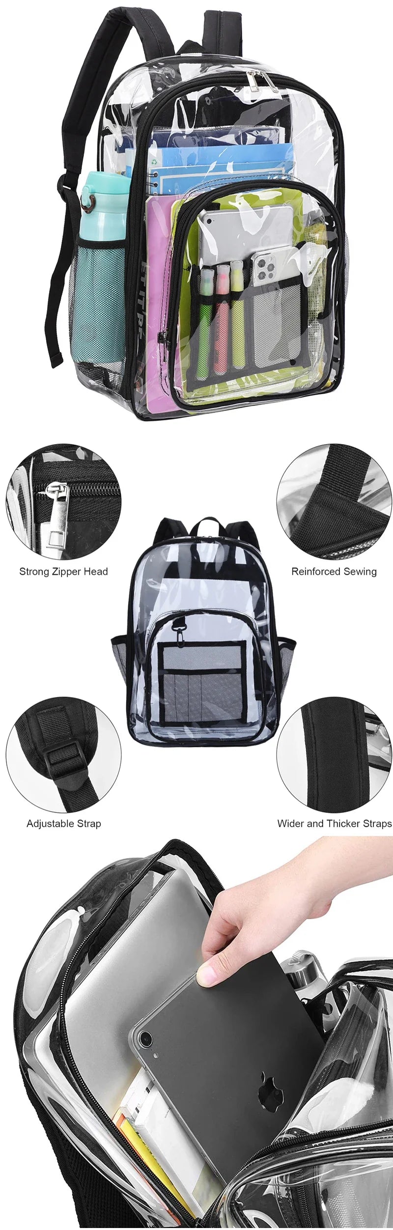 Transparent Shoulder Backpack | Unisex Large Capacity Waterproof Multifunctional Bag for Men & Women