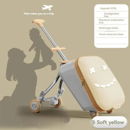 Cartoon Children's Ride-On Trunk — 20-Inch Foldable Baby Travel Box & Rideable Car Bag