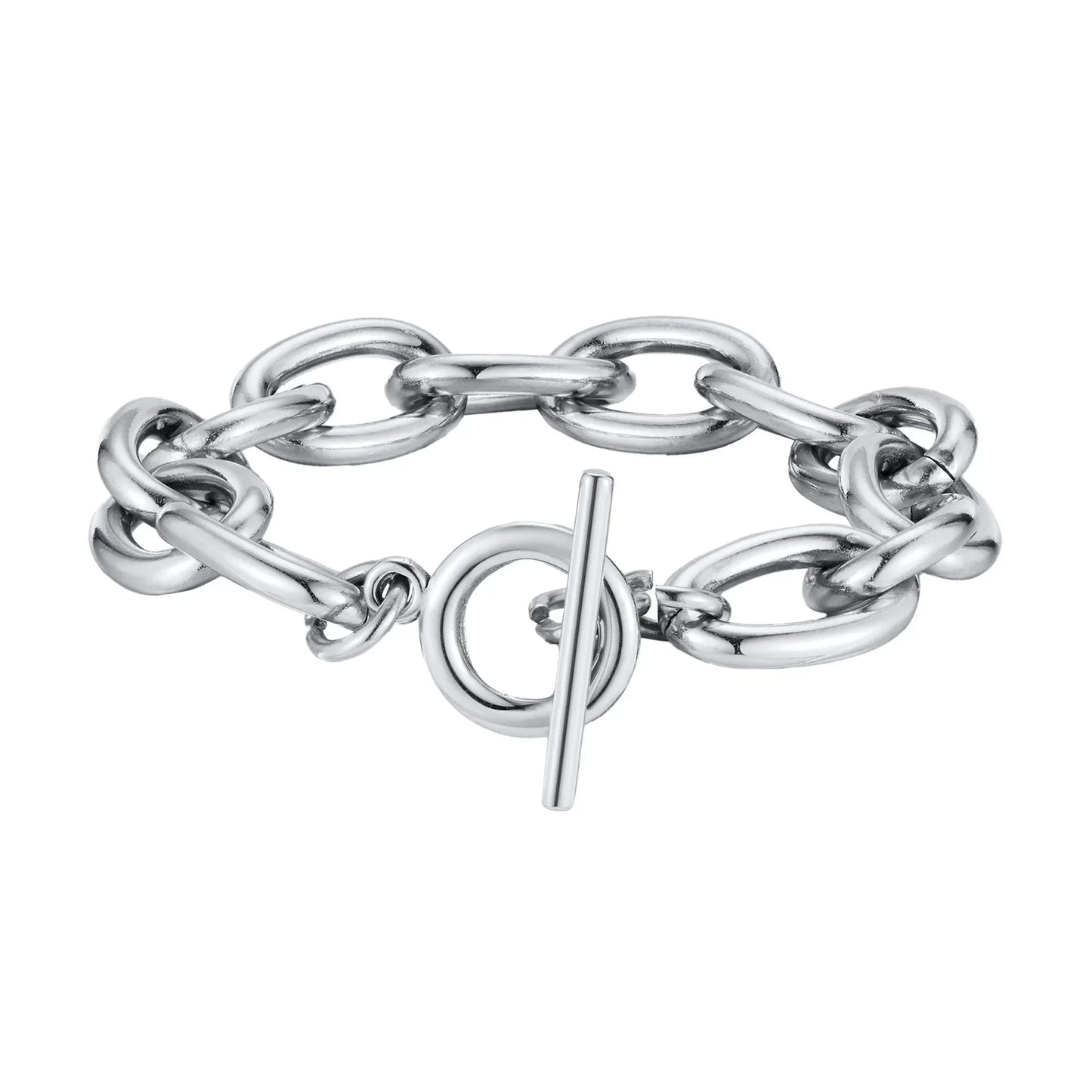 Women’s Chunky Gold Toggle Chain Bracelet – Stainless Steel OT Buckle Link Bracelet, Tarnish-Free Bold Fashion Jewelry
