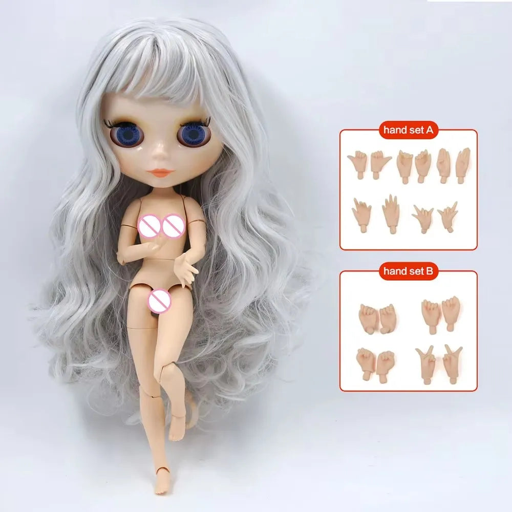 ICY DBS Blyth Doll – 1/6 BJD Customized Nude Joint Body, White Skin Glossy & Matte Face, 30cm Girl Toy Gift