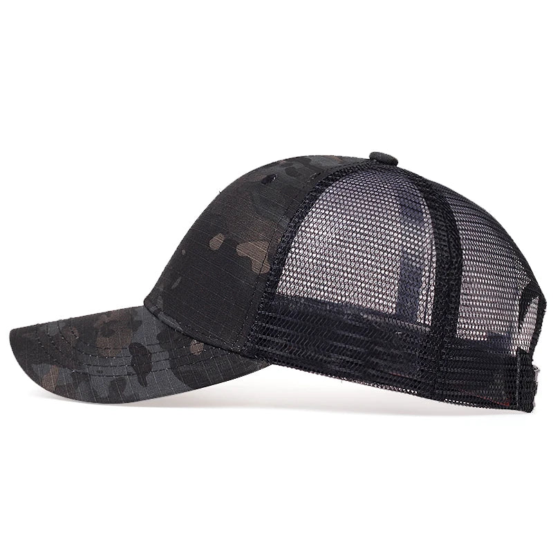Mesh Summer Trucker Hat - Adjustable Camouflage Tactical Baseball Cap for Men & Women