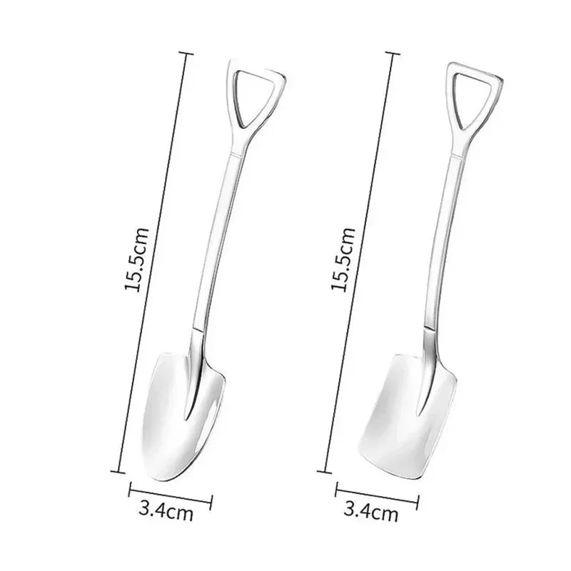 20/2x Stainless Steel Mini Shovel Spoons - Gold and Silver Coffee, Tea, Dessert, Ice Cream Scoops - Kitchen Tableware Set