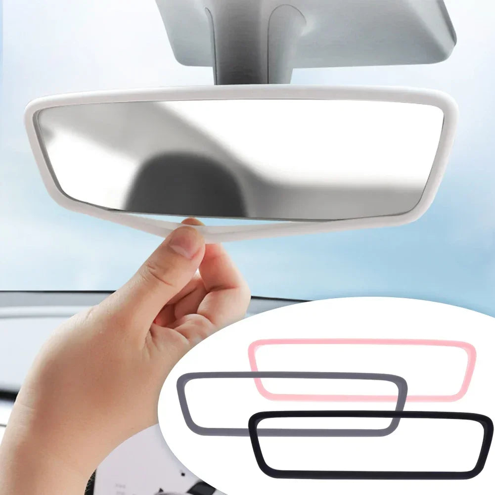 Silicone Rearview Mirror Protector Frame for Tesla Model 3/Y/S/X — Interior Console Cover Rubber Case Accessory