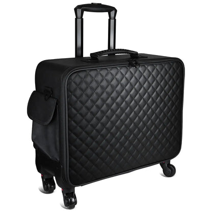 Large Capacity Makeup Trolley Case – Multi-Functional Rolling Organizer Bag in Oxford PU for Beauty, Nail Art, Tattoo & Professional Use