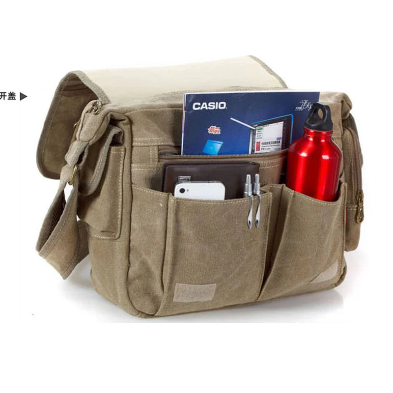 Men’s Vintage Canvas Crossbody Messenger Bag – Casual Travel Shoulder Bag, High-Quality Everyday Use