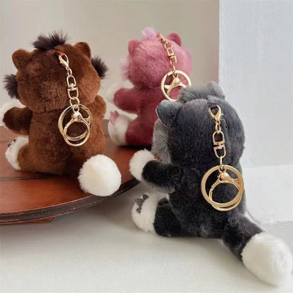 Funny Lucifer Cat Plush Keychain - 12cm Cross-Eyed Kitten Bag Pendant Doll