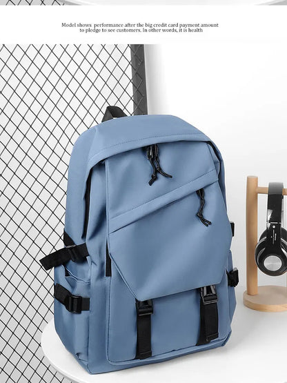 15 Inch Polyester Waterproof Men’s Backpack – Simple, Fashionable Student & Couple Computer Bag