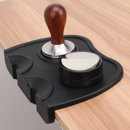 Silicone Espresso Tamper Mat - Anti-Skid Coffee Tamping Corner Pad for Baristas, Durable Coffeeware Tool Holder