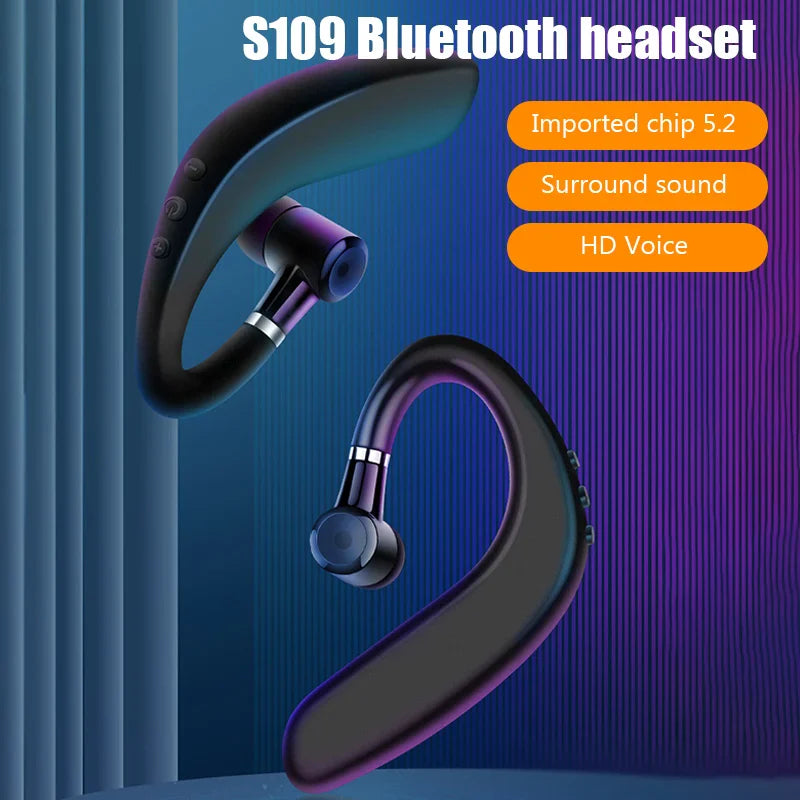 S109 Single-Ear Wireless Bluetooth Headset – HIFI Noise Cancelling Headphones for Business, Driving & Sports
