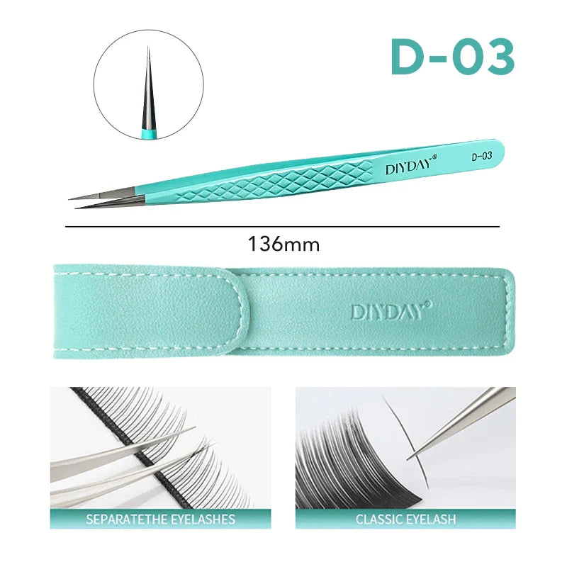 DIYDAY Anti-Slip Tweezers — High-Density Fiber Tip for Eyelash Extensions & Eyebrow Precision Beauty Tools