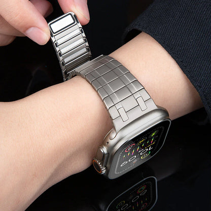 Magnetic Stainless Steel Band for Apple Watch – Titanium Color Strap for 49mm, 45mm, 44mm, 42mm Series 9, 8, 7, 6, 5, 4, SE, Ultra 2