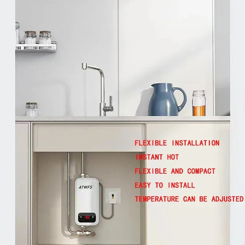 ATWFS 220V 4600W Instant Electric Water Heater – Portable Hot Water Shower & Kitchen Heating System